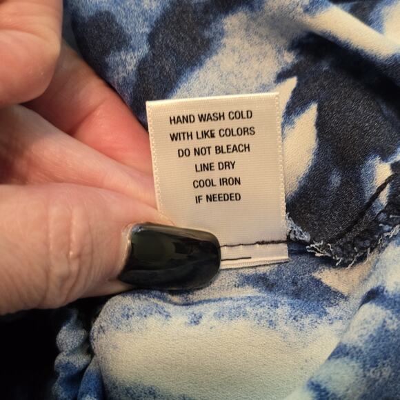 Sami & Jo Plus Size Womens Top 2X Tie Front Balloon Sleeve Artsy Colorful Career - Picture 5 of 11